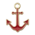 Golden anchor enamel pendant charm with red detailing for DIY jewelry making - 1Pc Red Anchor (18x14mm)
