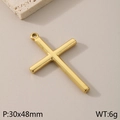 Polished gold minimalist stainless steel cross pendant, 30x48mm size and 6g weight - Minimalist Polished Long Cross (KLJ500-Z)