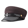 Dettaglio ravvicinato dell'ancora d'argento su un cappello da marinaio marrone scuro - M(56-58cm) / caffè