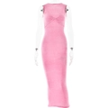 Abito lungo rosa senza maniche in maglia con nodo intrecciato e vestibilità aderente - S / Rosa
