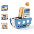 Blue wooden educational musical toy boat with xylophone and colorful gears for toddlers - Ocean 5-in-1