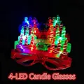 Detail of 4-LED candle shaped glowing glasses with colorful light effect for party - Four-LED Birthday Candle Glasses