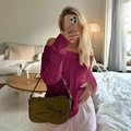 Women's burgundy cable-knit off-shoulder sweater with high-quality texture and casual fit - S / Burgundy
