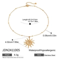 Gouden zon hanger ketting van roestvrij staal met kralenketting en afmetingen - Gouden Zon (JDN2411005)