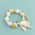 Yellow and white polka dot fabric chain with golden clasps and a bow decoration - Yellow and White Polka Dot (B110-I)