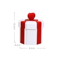 Scatola regalo esagonale bianca con manico a cuore rosso e nastro, altezza 10,2 cm - Cuore Ottagonale Rosso