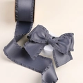 Dark grey pleated ruffled ribbon with elegant satin finish for DIY bow hair accessories - 2.5CM (10 Yards/Roll) / Agate Grey