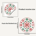 Detail showing dimensions of red and green snowflake window stickers for Christmas decor - Christmas Snowflake (JDT-C78)