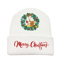 Dettaglio del cappello in maglia bianco con ghirlanda natalizia e renna - Bianco-Stile D