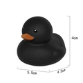 Black rubber duck bath toy dimensions 5.5cm x 4.5cm x 4cm with matte finish and orange beak - No. 8 Black