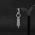 Titanium steel silver cylinder tassel earring with minimalist geometric industrial design - Silver Round Bar Clip-On (Single)