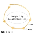 Pulsera de corazón en acero inoxidable bañado en oro de 18K con extensión de 5cm - Estilo de Colgante de Corazón Dorado (NB-B1213)