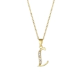 Collier en acier inoxydable doré 18 carats avec pendentif lettre L serti de zircones - Lettre L