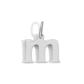 Polished silver lowercase letter m pendant charm with attachment ring for jewelry making - Lowercase m - Steel Color