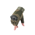 Army green half-finger tactical glove with black protective hard knuckles and adjustable strap - M / Imitation Softshell Microfiber Green