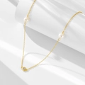 Elegant sterling silver gold necklace with freshwater pearls and a sparkling zircon pendant - 925 Silver / Gold