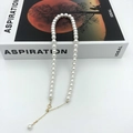 Close-up of high-luster white round pearl necklace with 14k gold-filled clasp and extender - 14K Gold Filled 6mm (38+7cm)