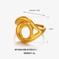 Anillo de acero inoxidable dorado irregular de 1,7 cm de diámetro con espiral - Dorado