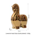 Abstract golden horse ceramic statue in bowing pose with polished gold finish - Lowered Head Style / Gold Plated