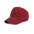 Gorra de béisbol vintage en color burdeos con detalles desgastados y visera curva - Talla Única Ajustable / Burdeos