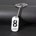 Minimalist silver lucky number 8 stainless steel keychain charm for bags and car keys - Number 8