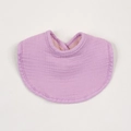 Close-up of soft purple multilayer muslin cotton baby bib showing high-quality fabric texture - Taro Purple