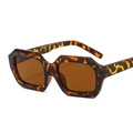 Retro small frame sunglasses with trendy tortoiseshell leopard pattern and brown lenses - Leopard Frame / Tea Lens