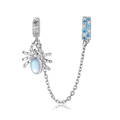 Catena di sicurezza ragno in argento S925 con zircone blu per braccialetti - Catena di Sicurezza Ragno-PF0009