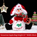 Christmas snowman burlap gift bag with Merry Christmas embroidery, size 23x25cm - Velvet Doll Apple Bag Snowman