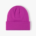 Classic bright purple ribbed knit beanie with thick double-layer design and folded cuff - 6-Seam Plum Red