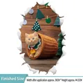 3D Christmas wall sticker featuring a ginger kitten in a basket with festive collar - As Shown / Medium