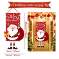 Détail de la bannière rouge Joyeux Noël avec Père Noël, tige de suspension et dimensions - 95cmx46.5cm / Cadeau du Père Noël