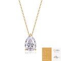 Collar con colgante de moissanita en forma de pera de plata dorada con informe GRA - Moissanita con Certificado GRA / 7*11mm