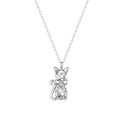 Collana con gatto in argento sterling e ciondolo in zircone scintillante da donna - Argento Puro 999 / Argento (XL0343)