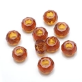 Translucent amber faceted glass beads with large holes for DIY earring jewelry making - 8*14MM Silver Tube / Dark Khaki
