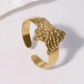 18K vergoldeter Edelstahl Schmetterlingsring mit verstellbarem offenem Ringband - Verstellbar / Gold