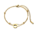 Gold double-layer stainless steel chain bracelet featuring a minimalist letter D charm - Letter Q