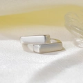 Anello aperto geometrico in argento sterling S925, finitura argento lucido minimalista - Taglia 14 (Aperto Regolabile) / Oro Bianco