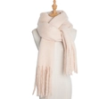 Thick mohair scarf with soft tassels in beige, warm winter wrap for women - Apricot
