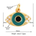 Golden Evil Eye charm with turquoise enamel and white zircon details in size 16x15mm - Turquoise Evil Eye (L1)