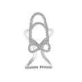 Adjustable silver bow nail ring with sparkling cubic zirconia pavé setting - Silver Pave Bowknot Style (9654)