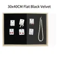 Solid wood jewelry tray 30x40cm with black velvet lining for earrings and necklaces - 30x40CM Flat Black Velvet