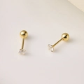 Minimalist gold 925 sterling silver four-prong stud earrings with clear zircon stones - 3mm / Gold