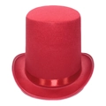 Classic red felt top hat with a matching satin ribbon band for stage performances - Tall Top Hat / 20cm Height - 61cm Circumference / Red