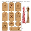 100-piece brown kraft Christmas gift tags with 10 festive patterns and hanging strings - MC5-29 Style / 100 Pieces/Pack