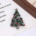Close-up of a Christmas tree brooch with green and red rhinestones on a festive card - Style 7 (6*4cm)