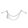 Piercing industriel argenté avec doubles chaînes et pendentif en forme de lune - Style Lune