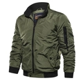 Giacca bomber verde militare classica con colletto a costine e tasca sulla manica - L / Verde Militare