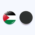 Macro view of crystal glass Palestine flag magnet with black magnetic backing - Style 5