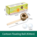 Cartoon kitten floating ball toy set with wooden blower and two foam balls - Cat Style